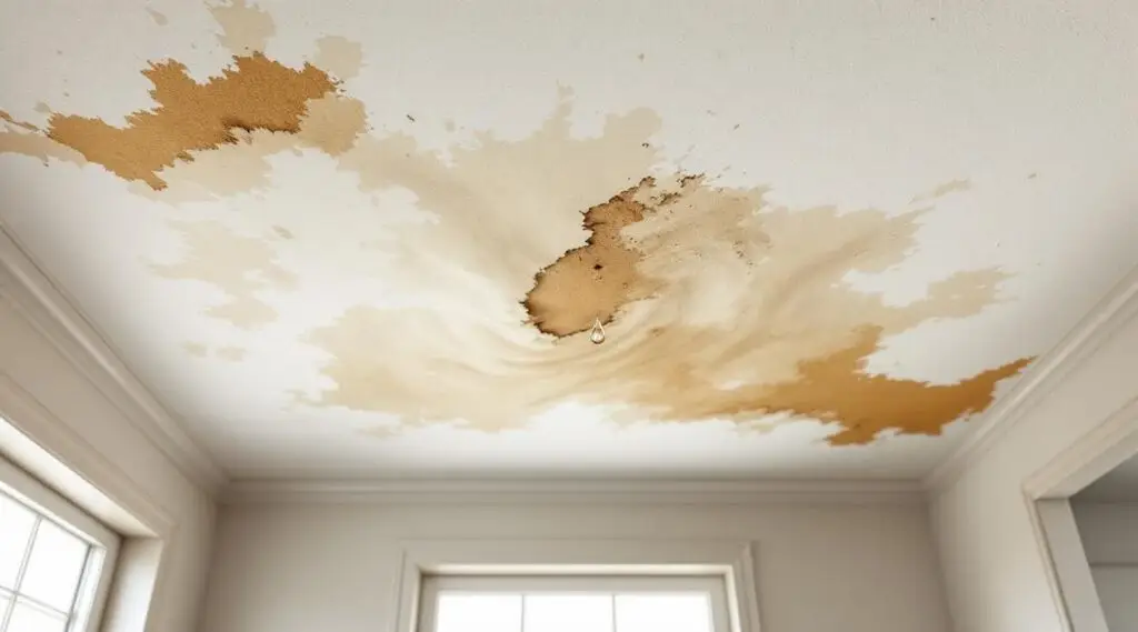 Asx Restoration technician inspecting a water-damaged drywall ceiling in a Peoria home using thermal imaging.